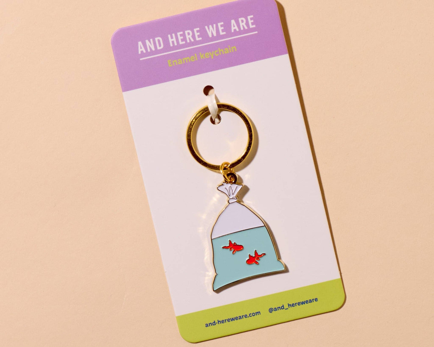 Goldfish in a Bag Enamel Keychain - Valentines Day Gift Mothers Day - Bag Charm