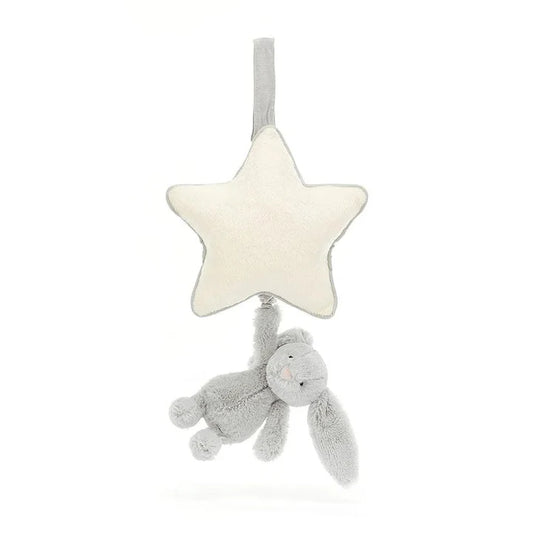 Jellycat Bashful Grey Bunny Musical Pull (Recycled Fibers)