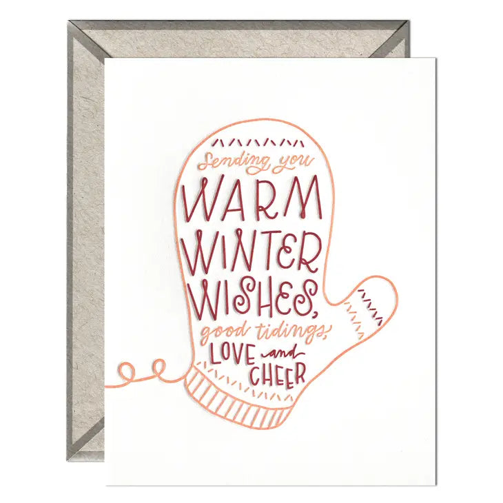 Warm Wishes Mitten - Winter Holidays Card