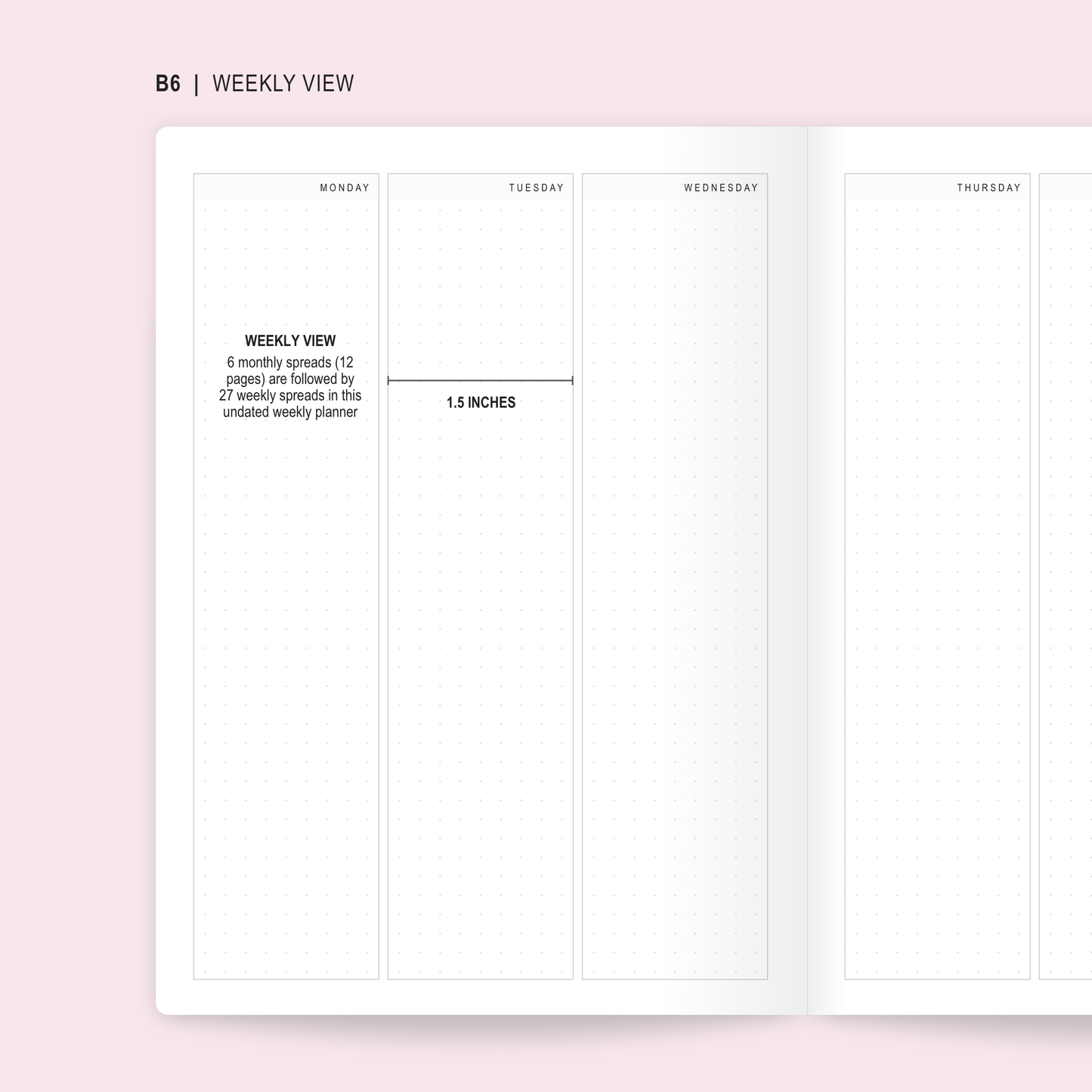 Undated Weekly Vertical Planner - Soy Milk - B6 (Half Year)