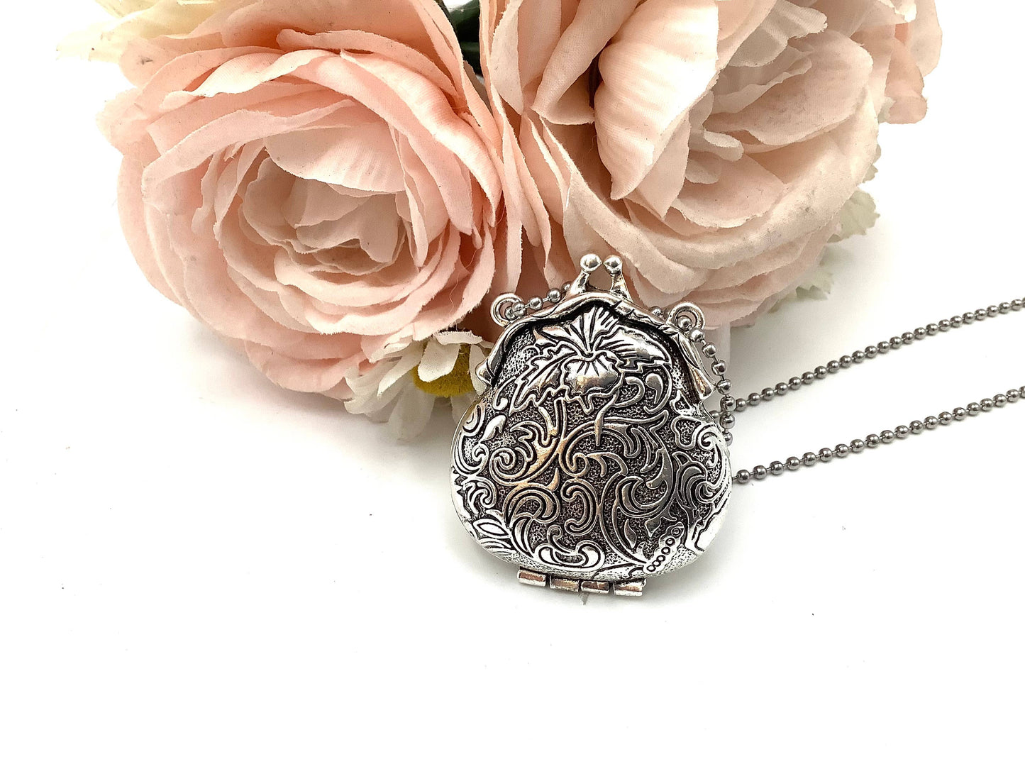 French Victorian Silver Purse Locket, Tea Party favors