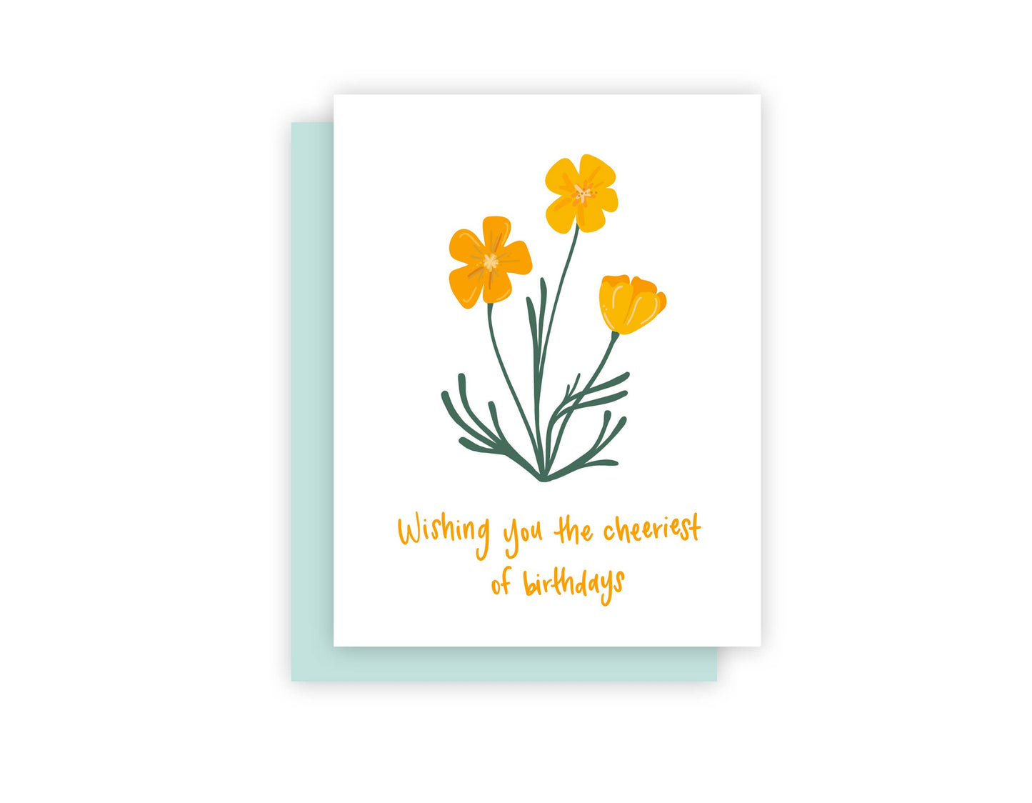 Wishing You the Cheeriest of Birthdays - Poppy Flower Card