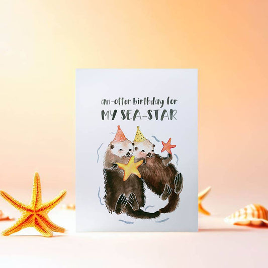 Sea Star Otter Sister - Funny Birthday Card