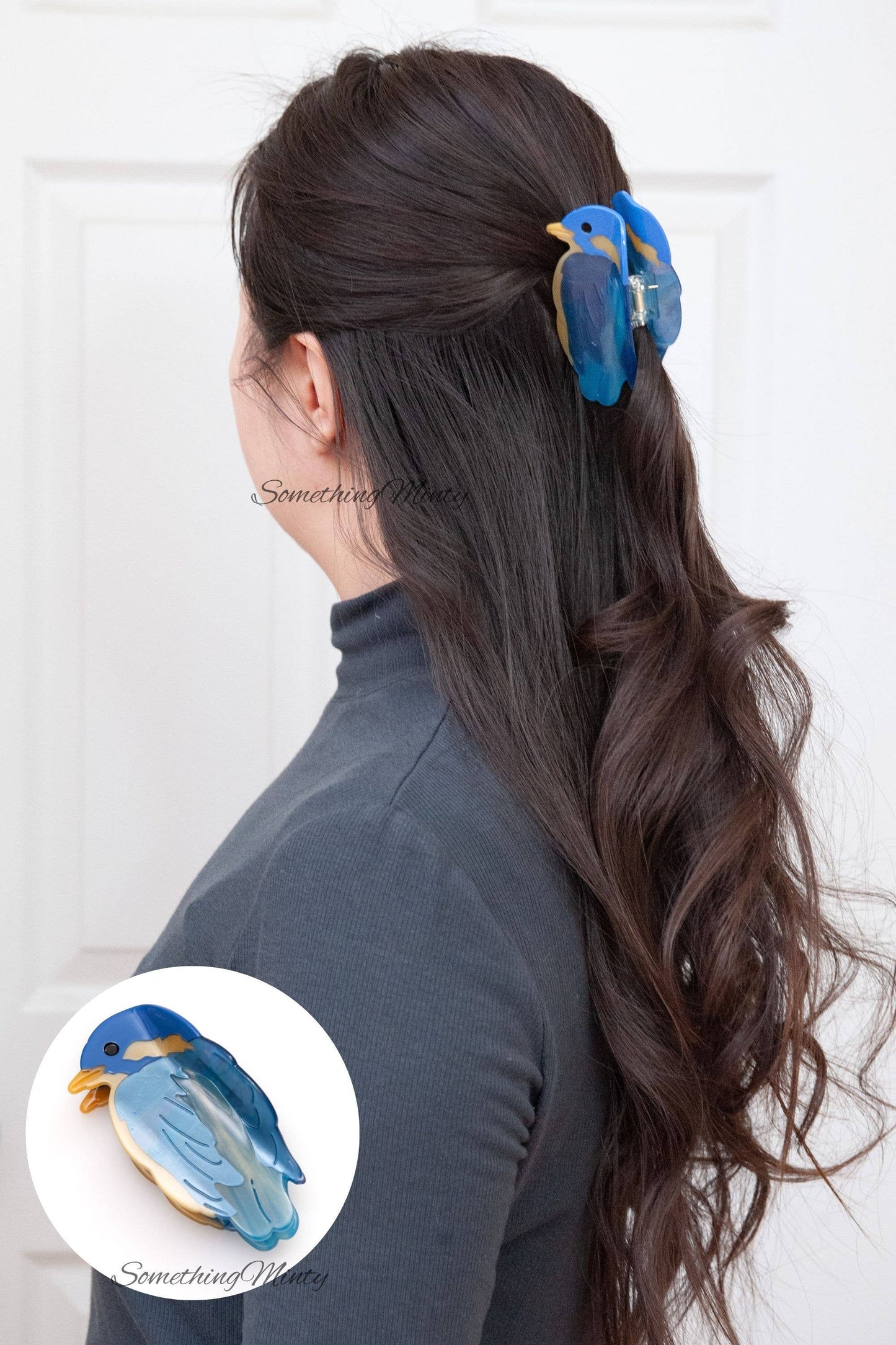 Blue Bird Hair Claw Clip