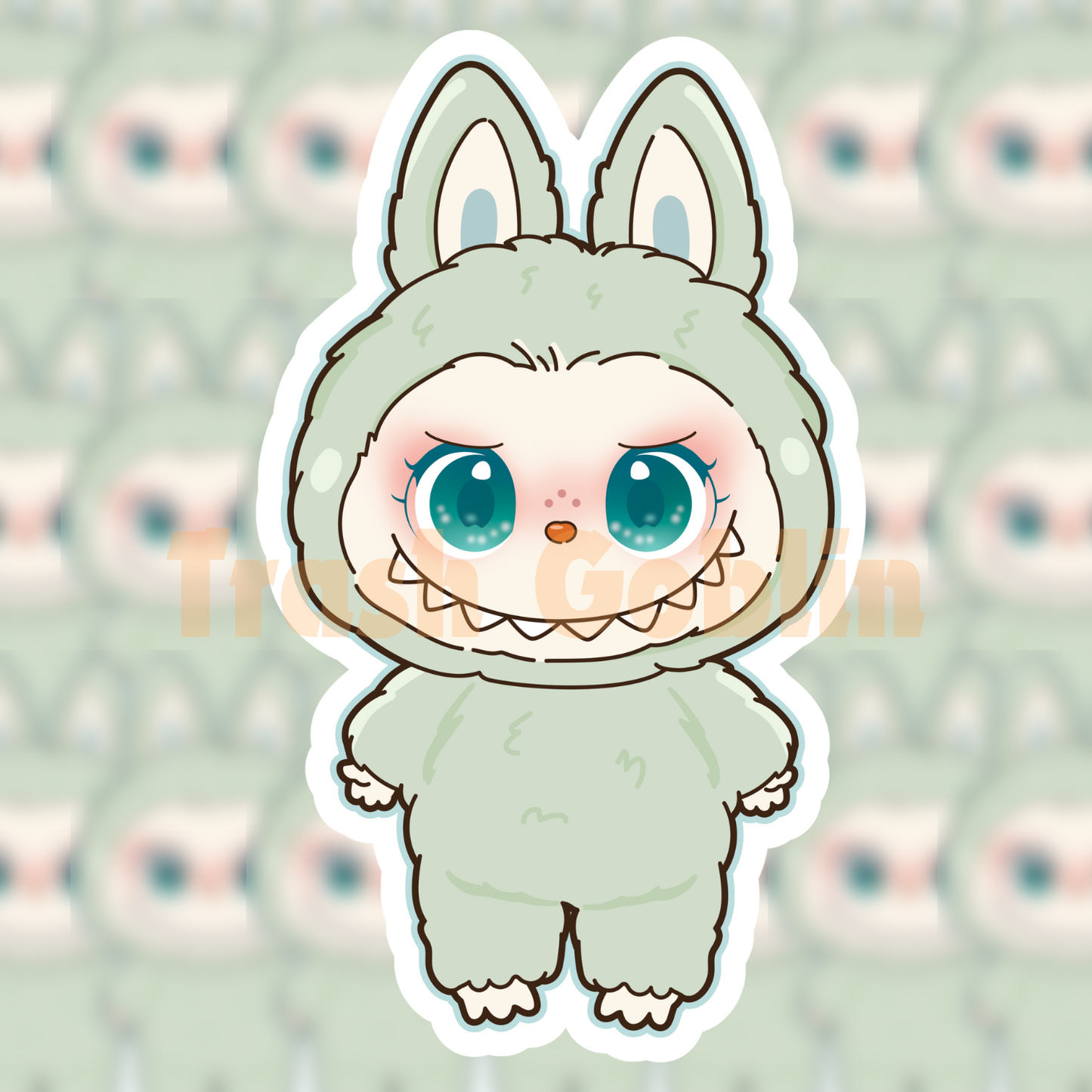 Pastel Green Labubu Vinyl Sticker
