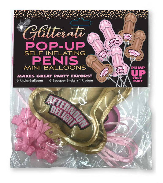 Glitterati Party Penis Self Inflating Pop-Up Balloons