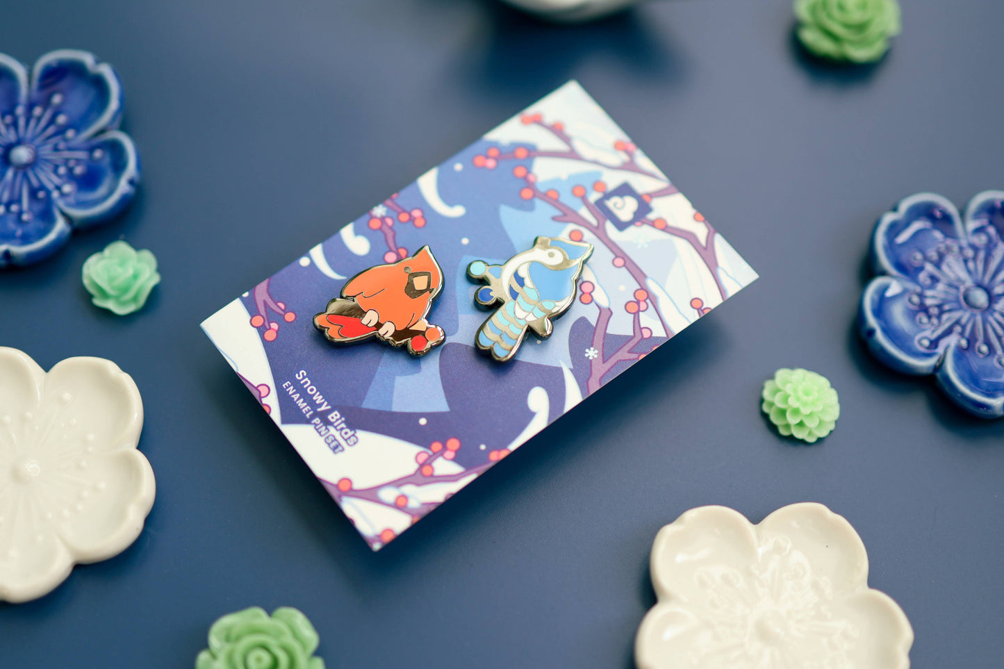 Enamel Pin - Snowy Birds Pin Set