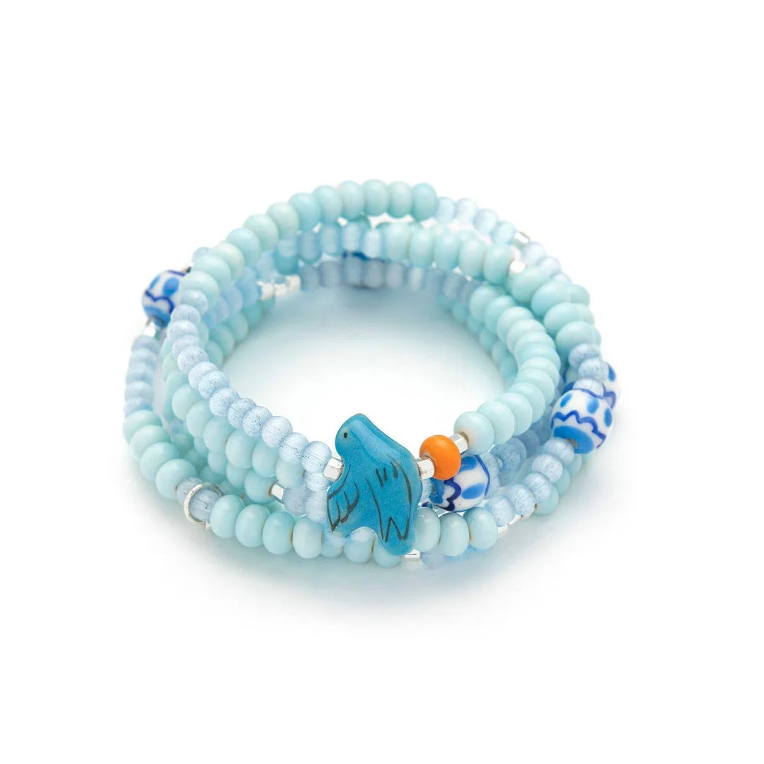 Ceramic Bead Wrap Joy/Bluebird/Silver