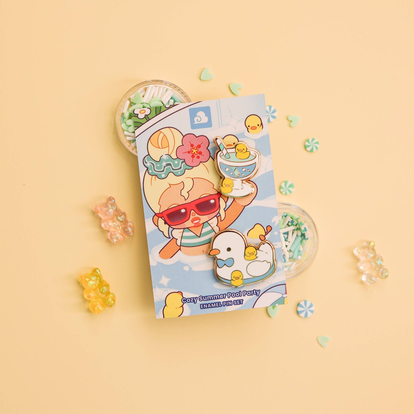 Enamel Pin - Cozy Summer Pool Party Pin Set