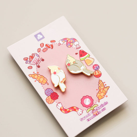 Enamel Pin - Sweet Cockatiels Pin Set