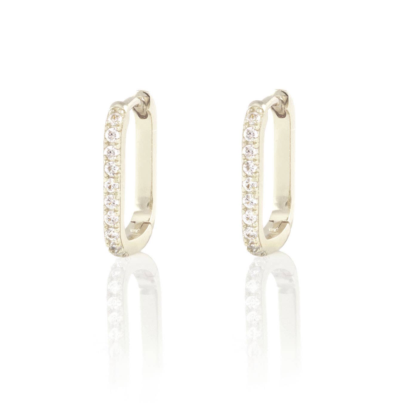 Oval Hinged Crystal Hoop Earrings
