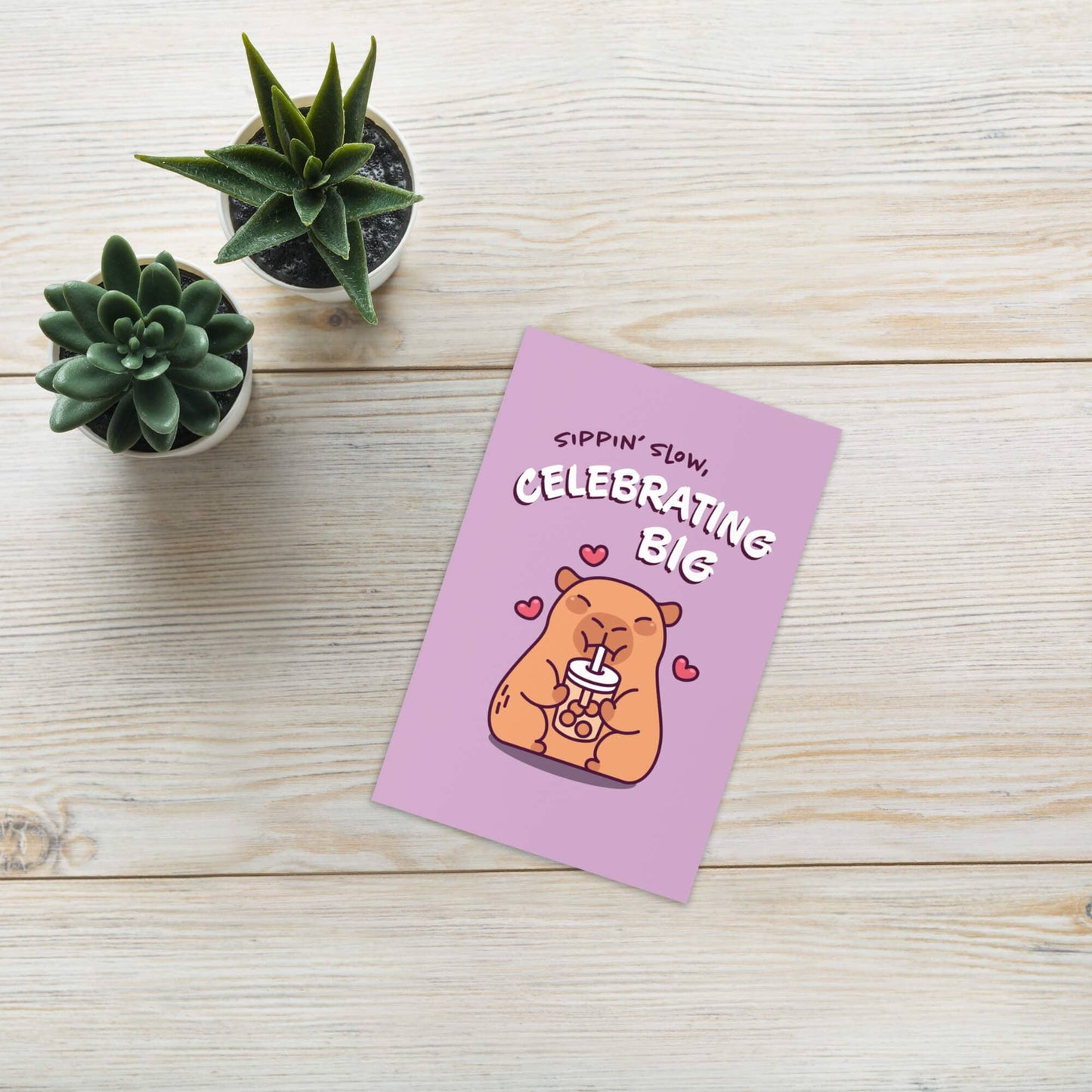 Celebrating Big Funny Birthday Card | Cute Capybara Milk Tea Boba