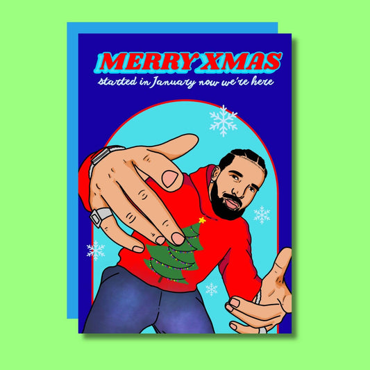 Merry Christmas Started In January Funny Rapper A6 Card