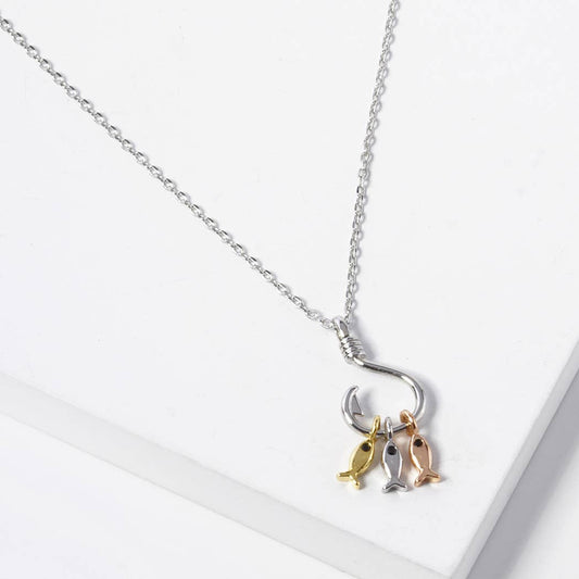 Gold-Dipped Fish Hook Fashion Necklace