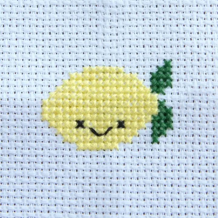 Kawaii Lemon Mini Cross Stitch Kit in A Matchbox