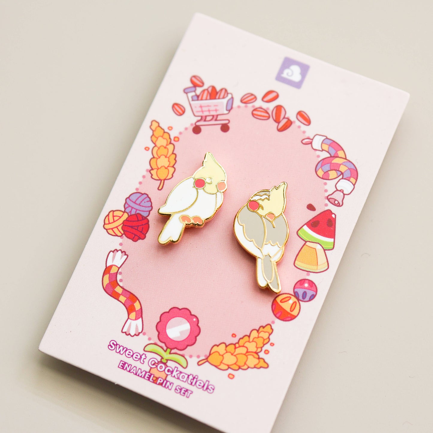 Enamel Pin - Sweet Cockatiels Pin Set