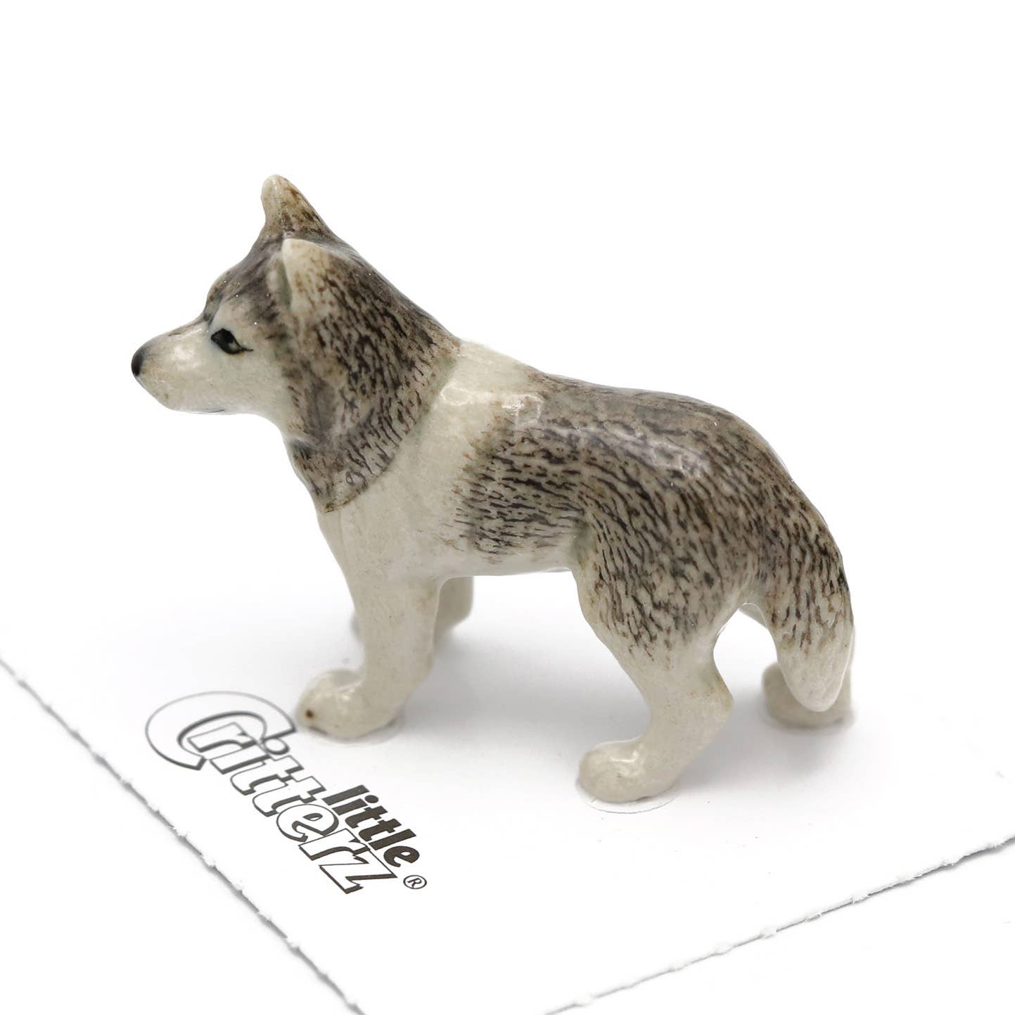 Silver Siberian Husky Porcelain Miniature