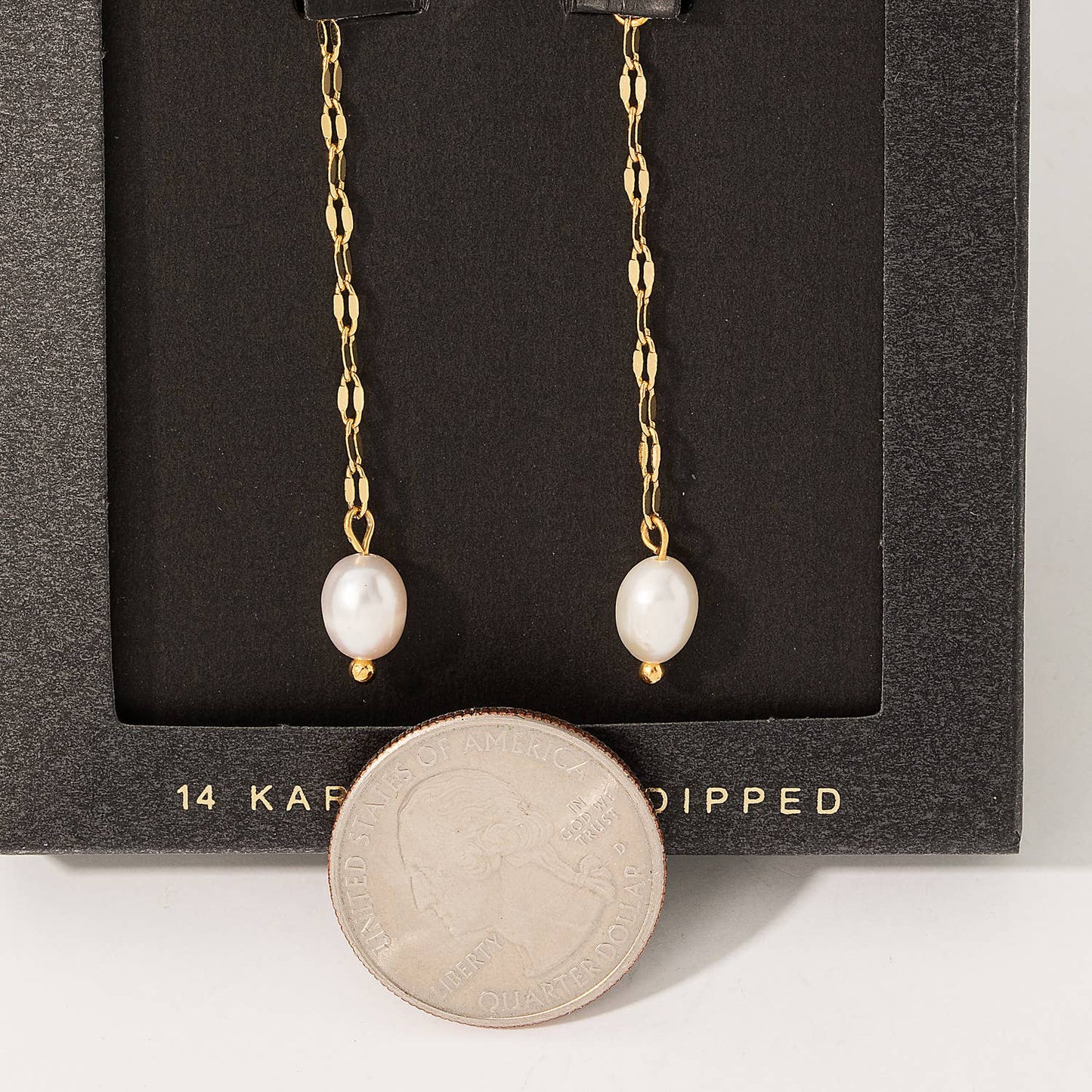 Secret Box Dainty Chain Pearl Drop Earrings