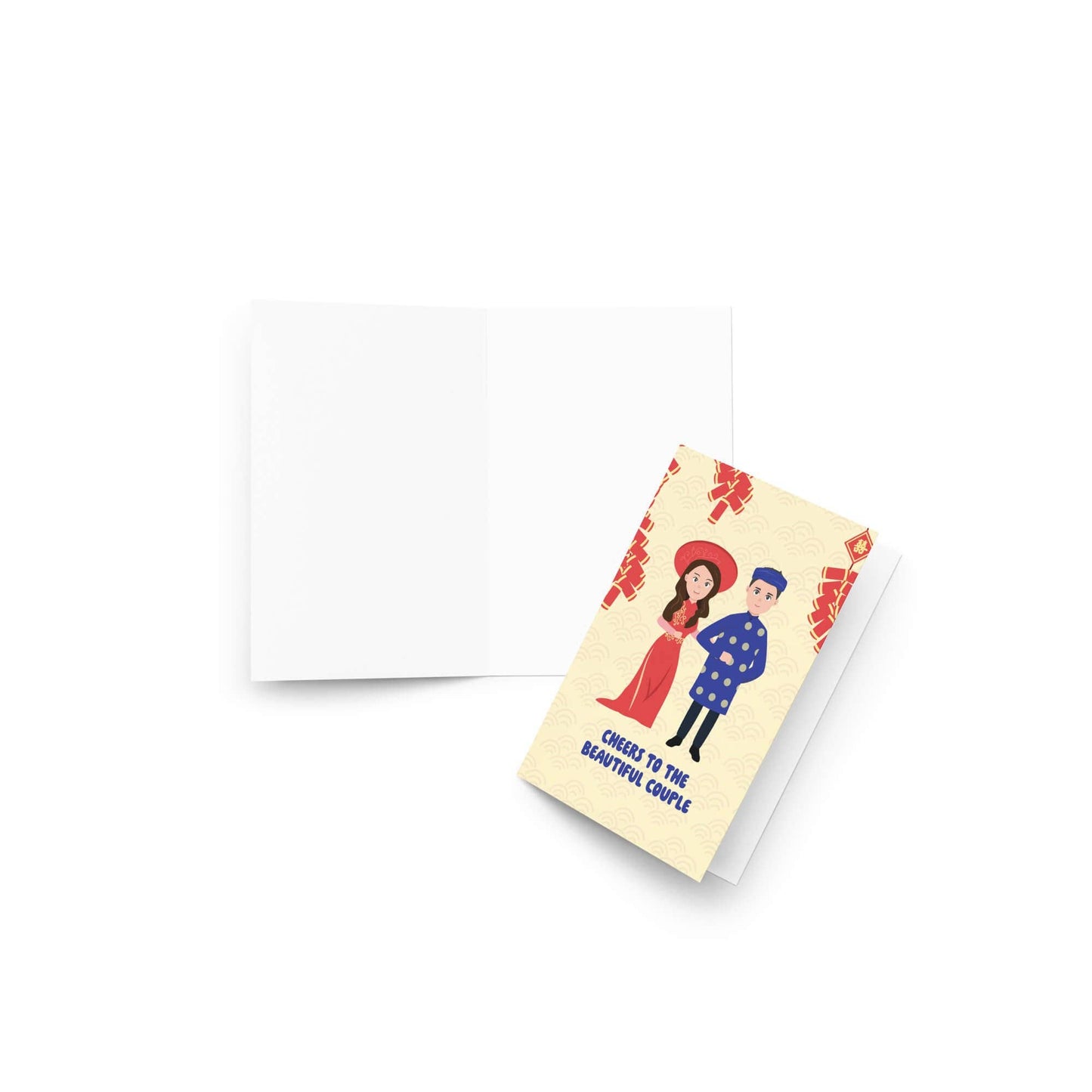 Vietnamese Couple Asian Wedding Cards | Ao Dai Greeting Bride Groom