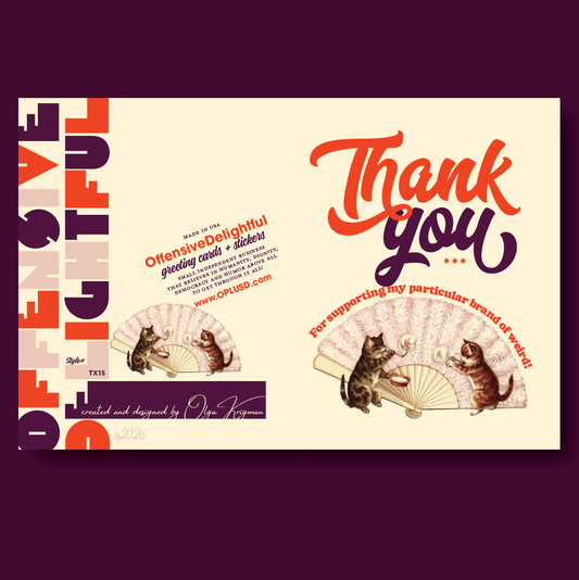 BRAND of WEIRD CATS thank you card