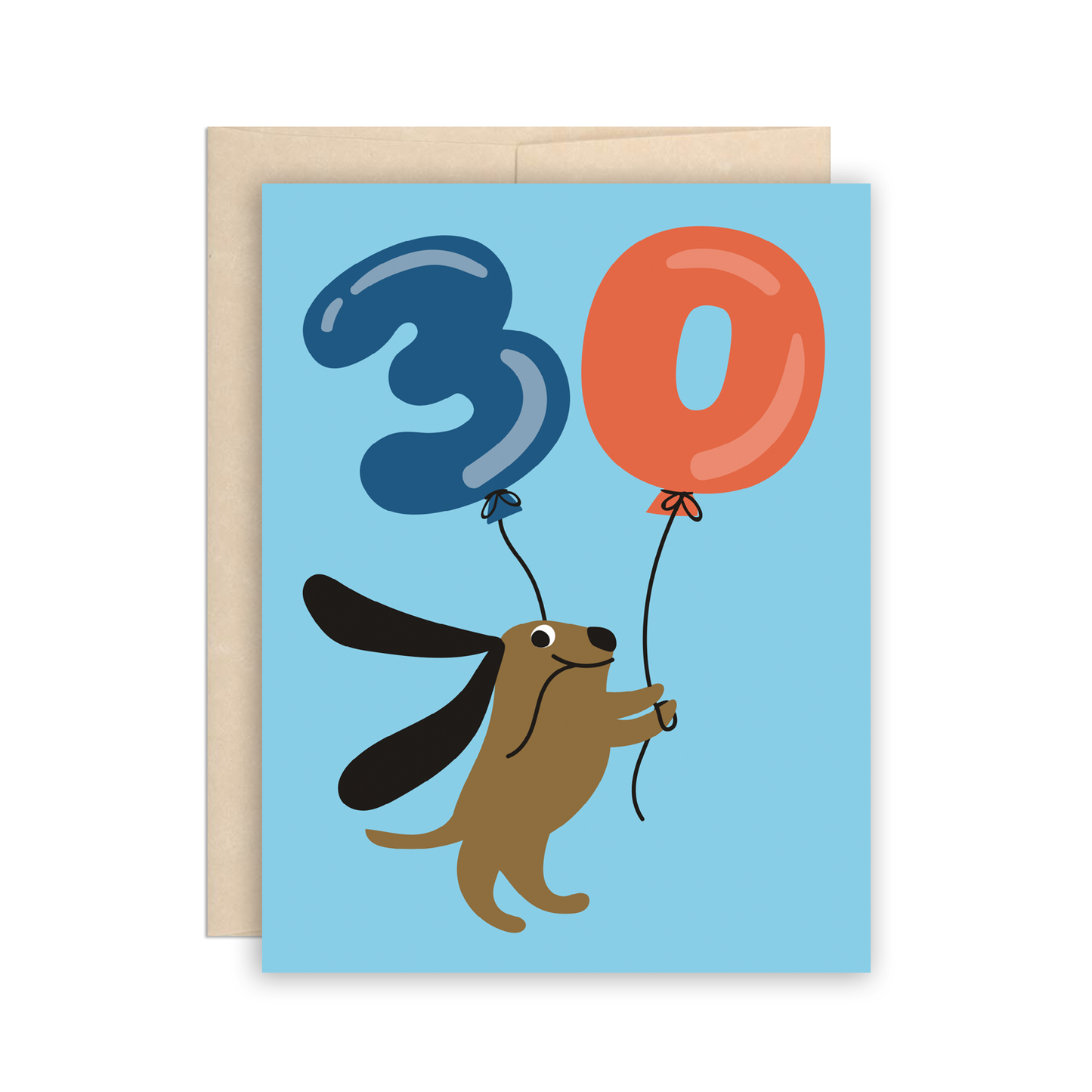 30th Birthday Balloons Dog Funny Happy Birthday Card