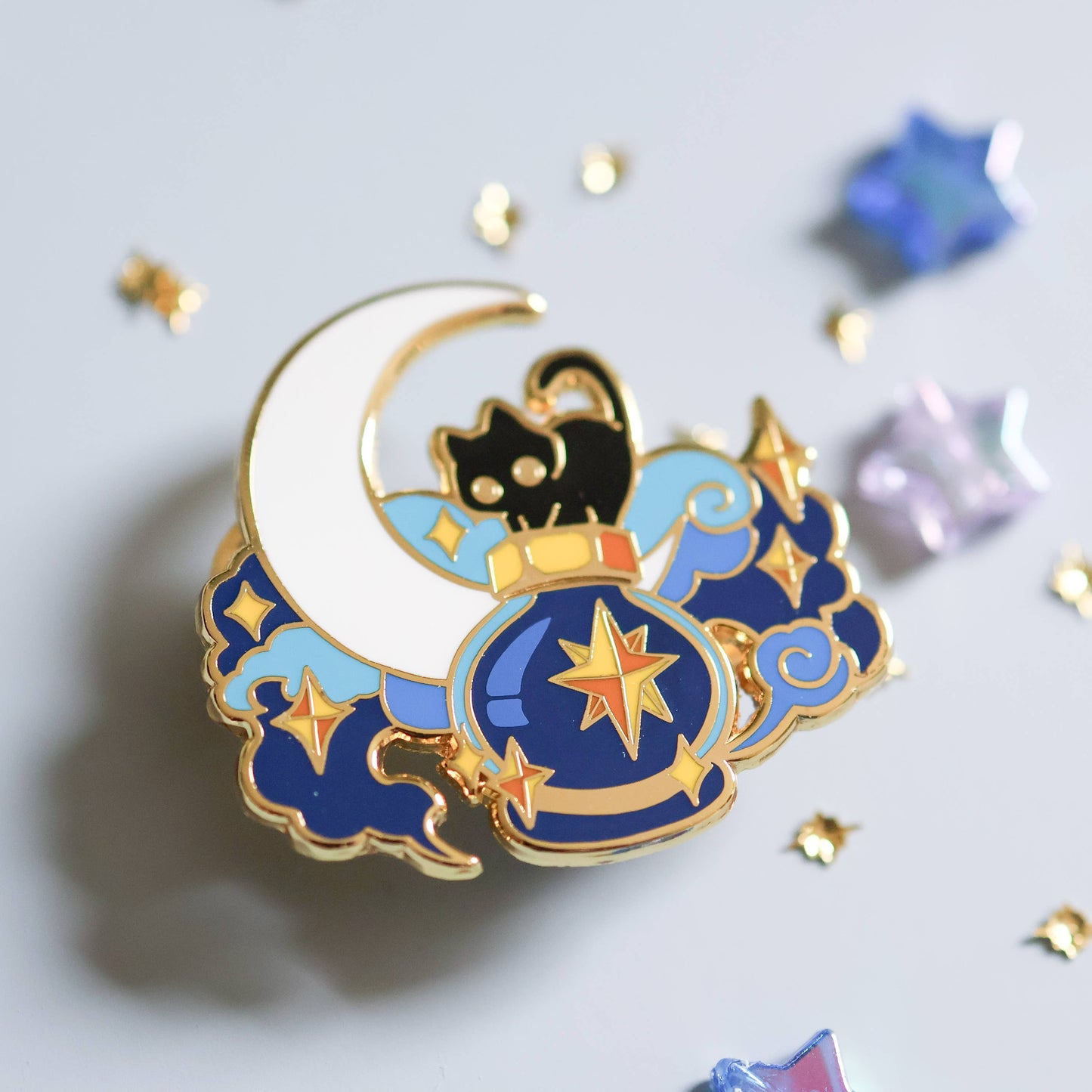 Enamel Pin - Deep Sky and a Black Cat