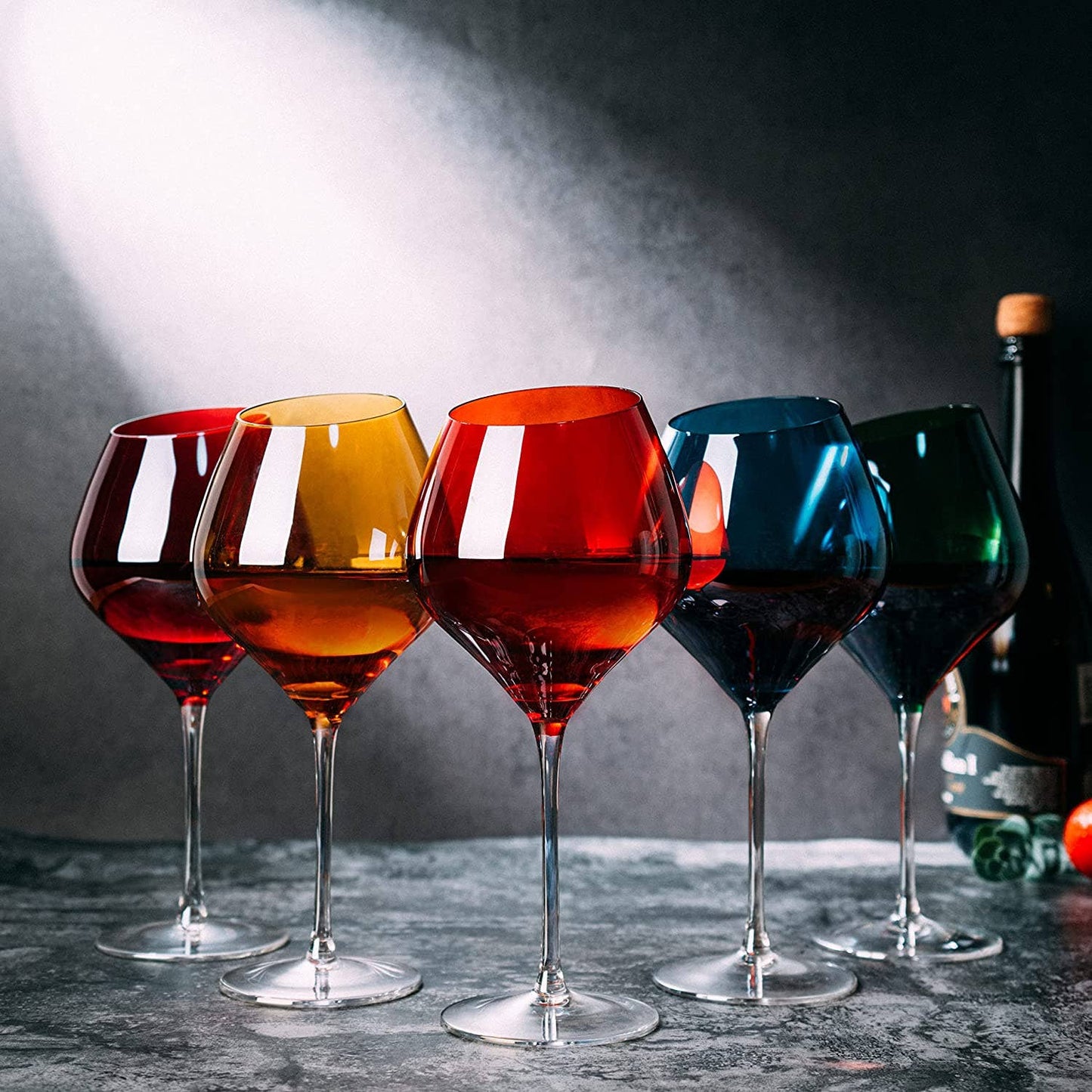 Slant Rim 20oz Colored Wine Glasses Assorted Colour