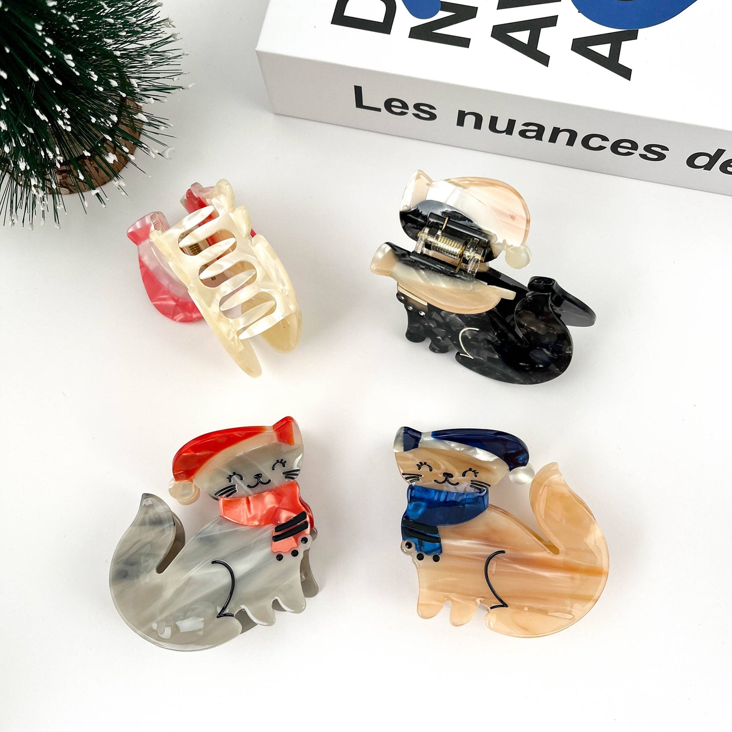 Christmas Cat Claw Clip, Christmas Series Acetate Hair Clip