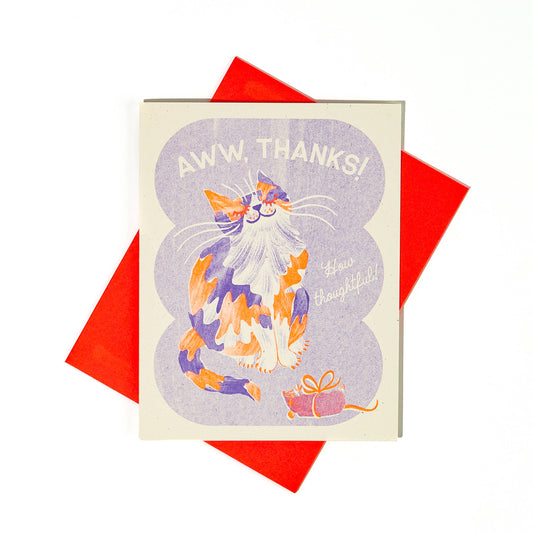 Aww, Thanks! Cat - Risograph Thank You Card