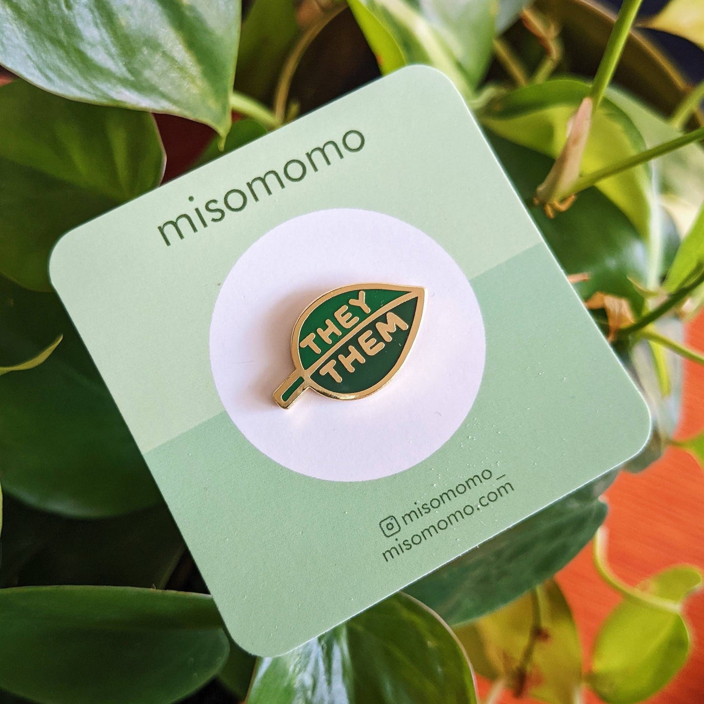 Pronoun Leaf Pin - they/them