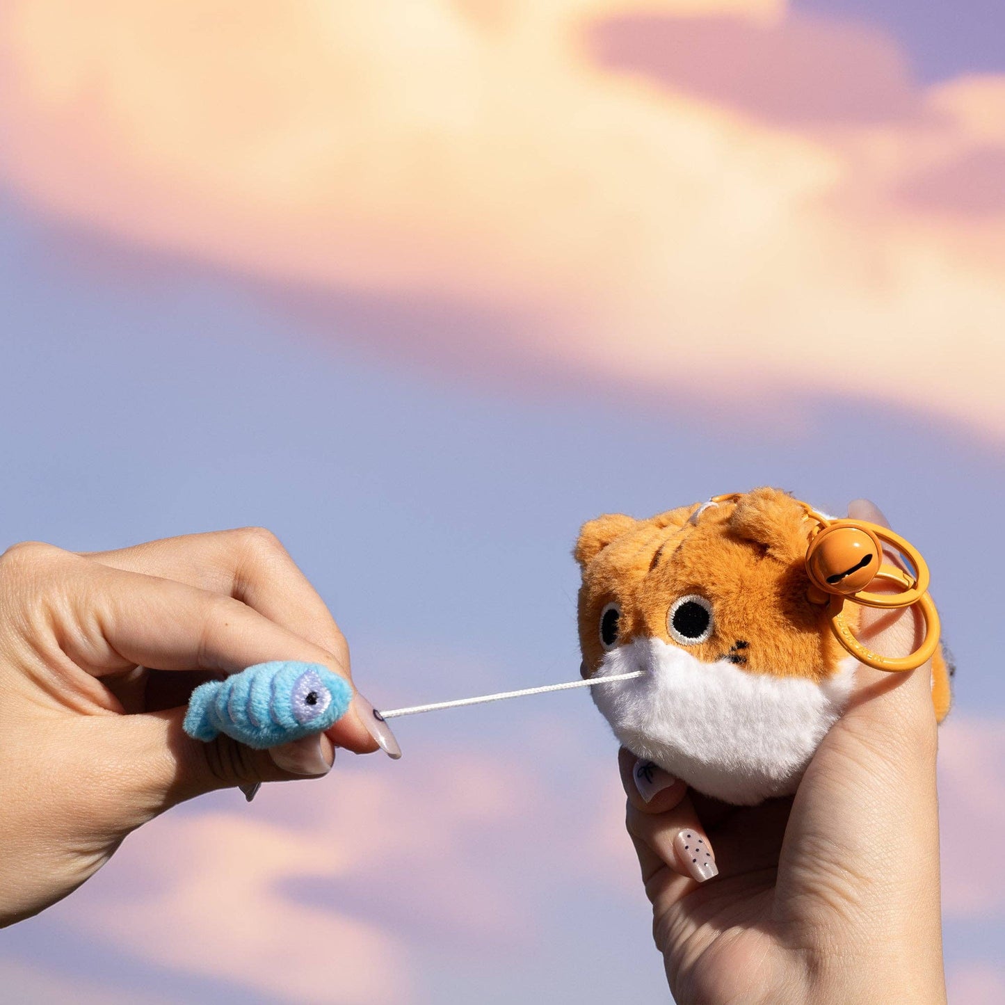 Pull On Me Keychain- Orange Kitty and Fish