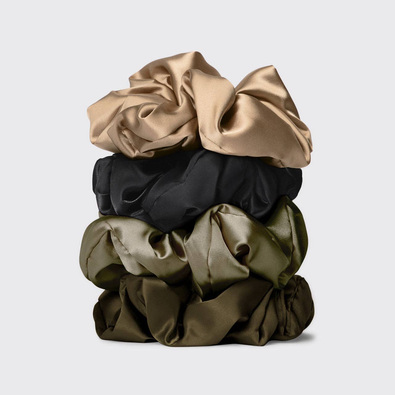 Pillow Scrunchies in Satin 4pc - Black