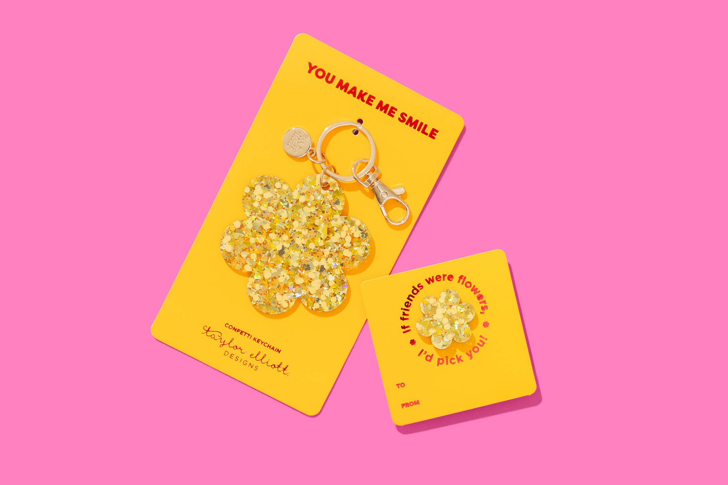Pin w/ Gift Card - Friendship Flower - Gold Confetti