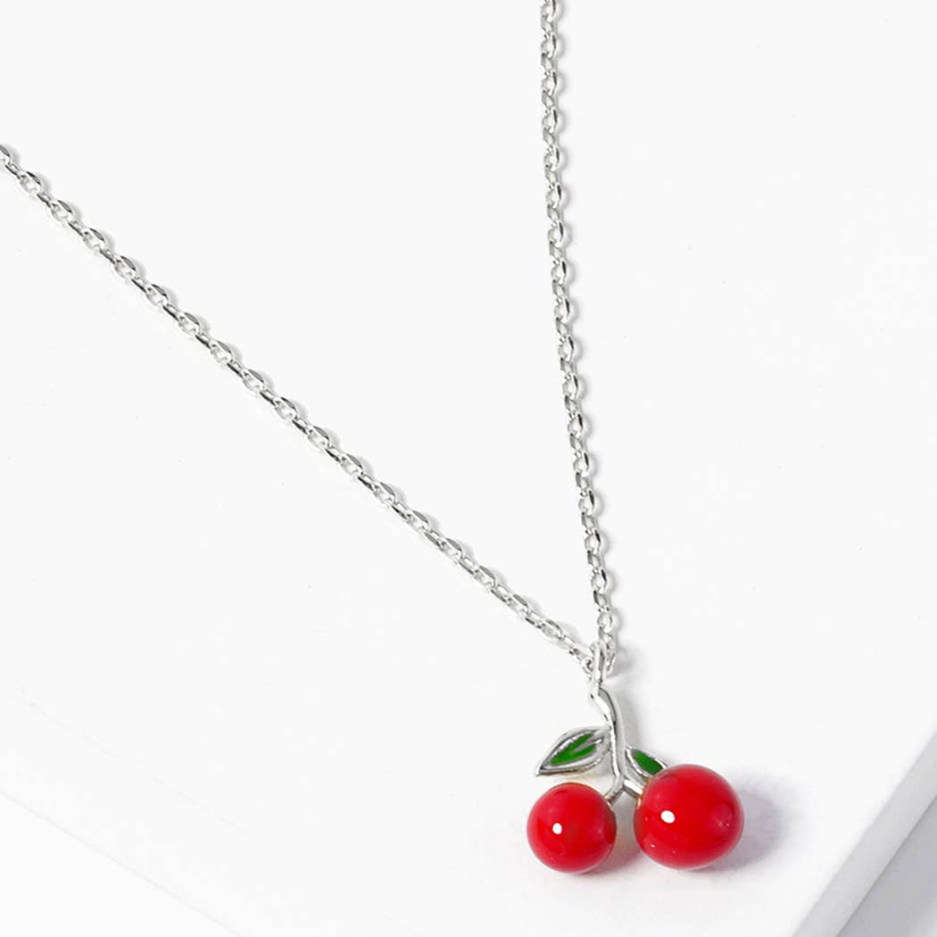 Cherry Figure Pendant Gold Dipped Necklace
