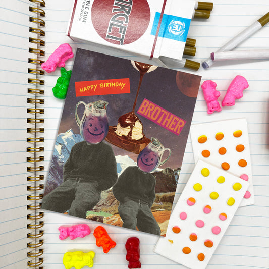 Brother Birthday Card - Vintage Collage with Kool-Aid Heads