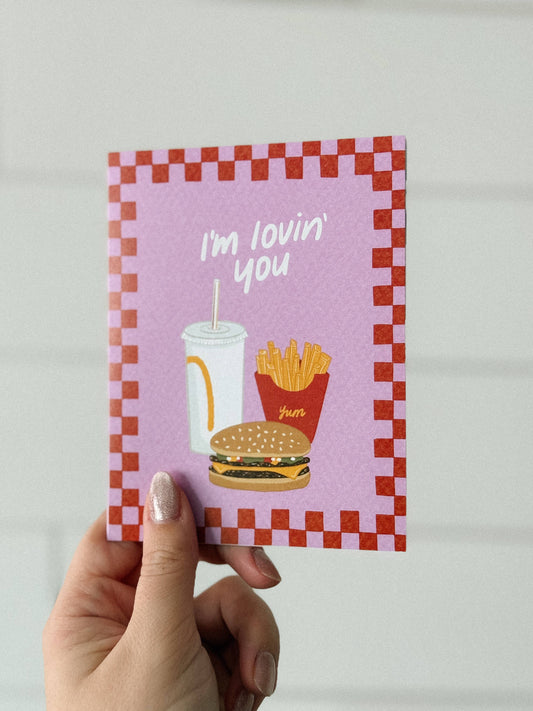 Lovin' You - Fast Food Burger and Fries Valentine Love Card