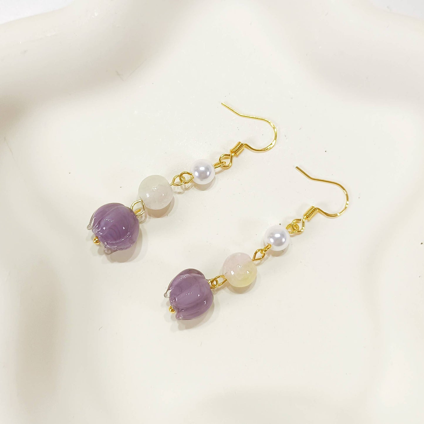 E200 lavender flower dangle earrings, flower earrings