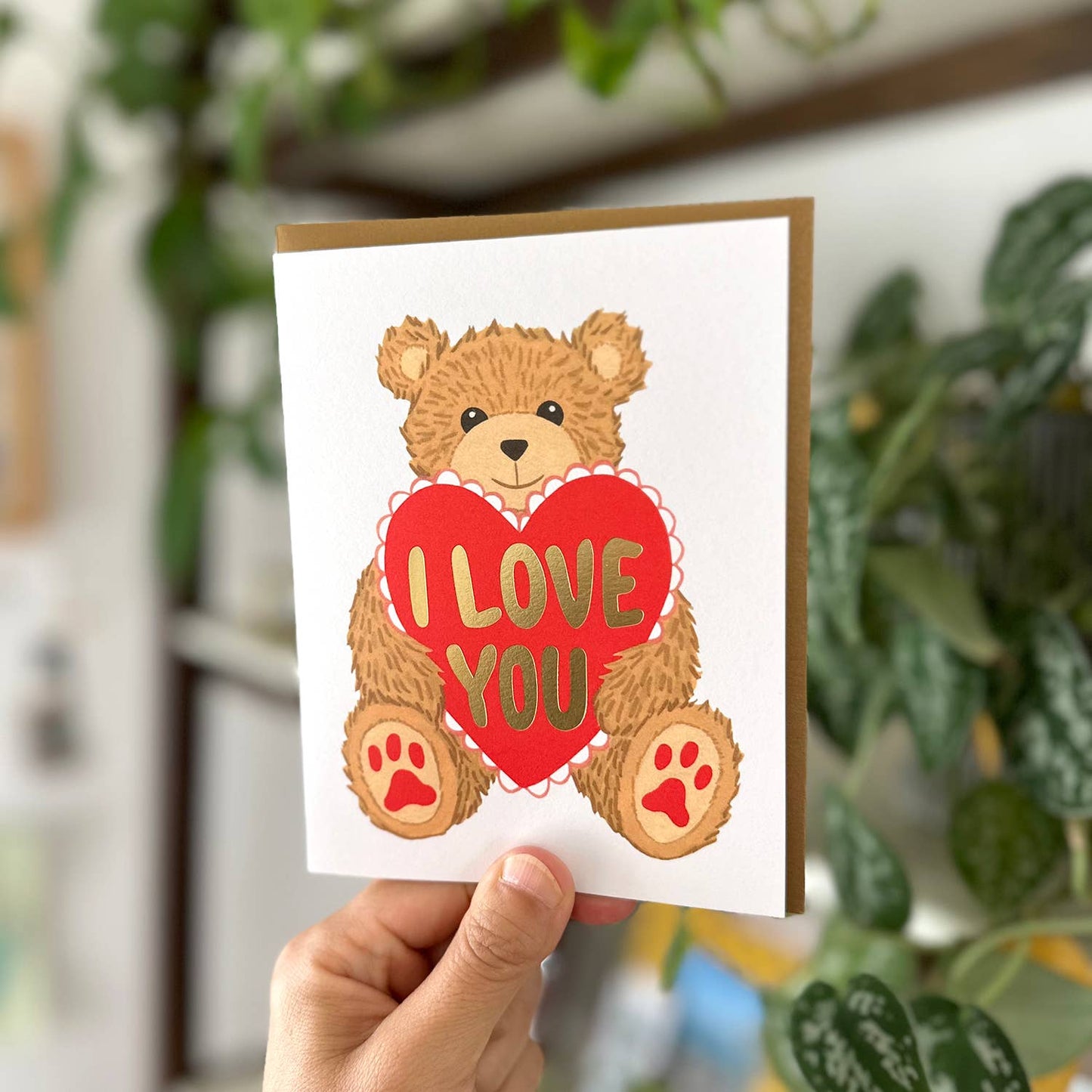 Teddy Bear with Heart Valentines Day Card *Foil Stamped*
