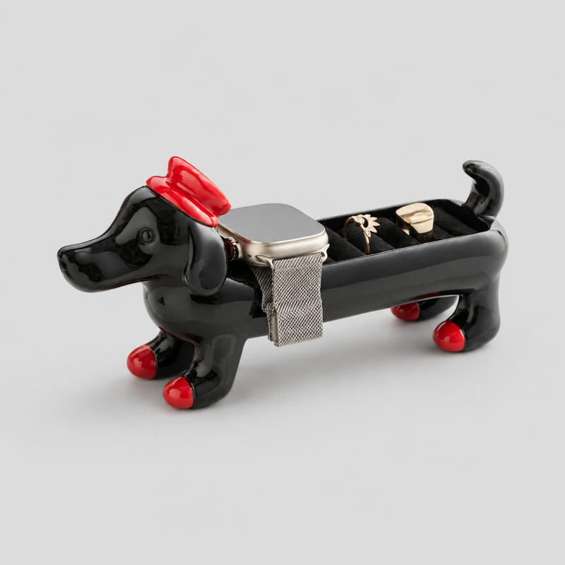 Whimsical Dachshund Resin Watch & Jewelry Holder