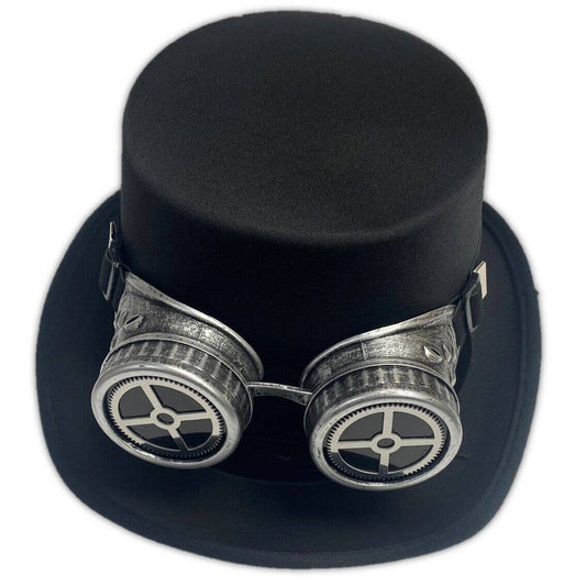 Steampunk Hat w/ Goggles Dress - Silver Cross Goggles