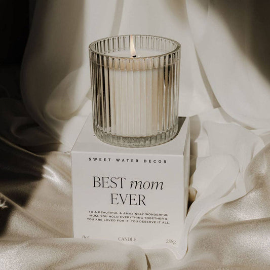 Best Mom Ever Soy Candle - Ribbed Glass Jar with Box