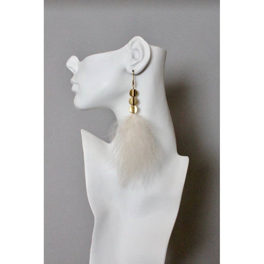 YSME55 Blush feather and brass disc earrings
