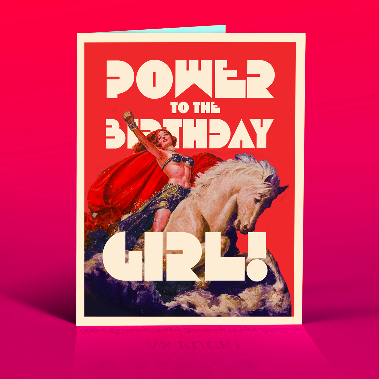 TRIUMPHANT HORSE GIRL birthday card