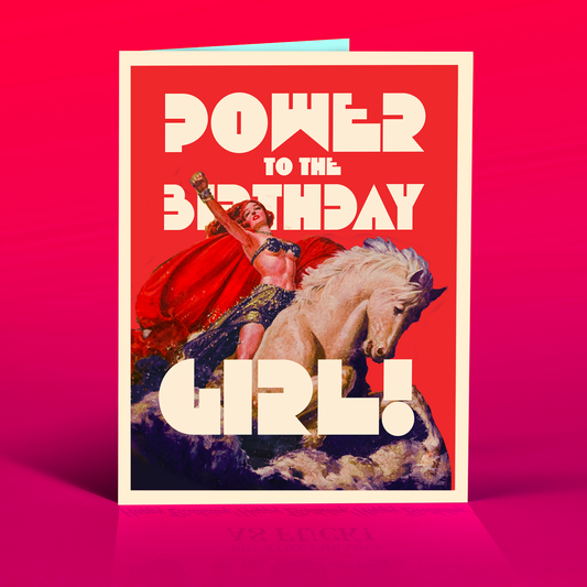 TRIUMPHANT HORSE GIRL birthday card