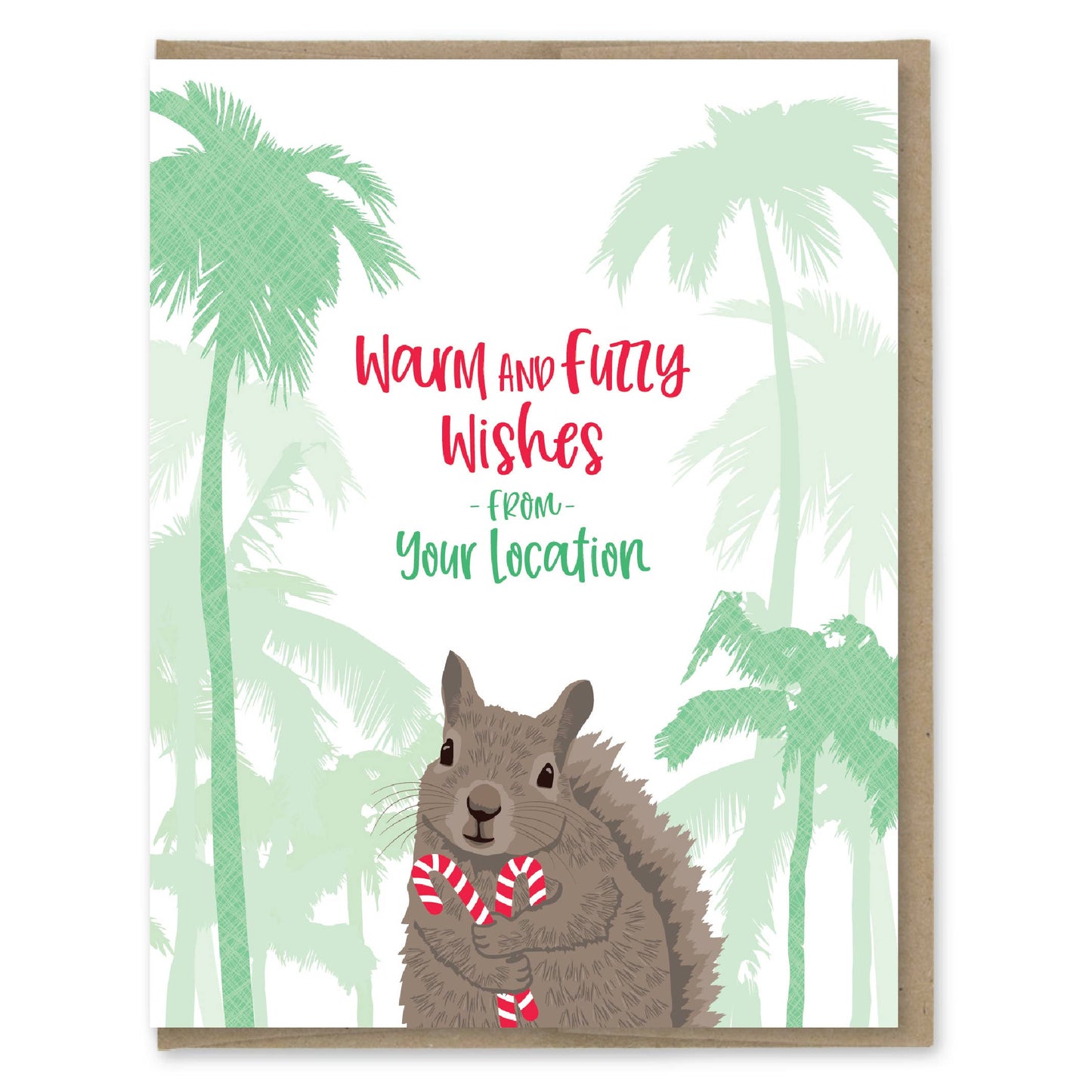 Custom Holiday Card - Squirrel and Palm Trees