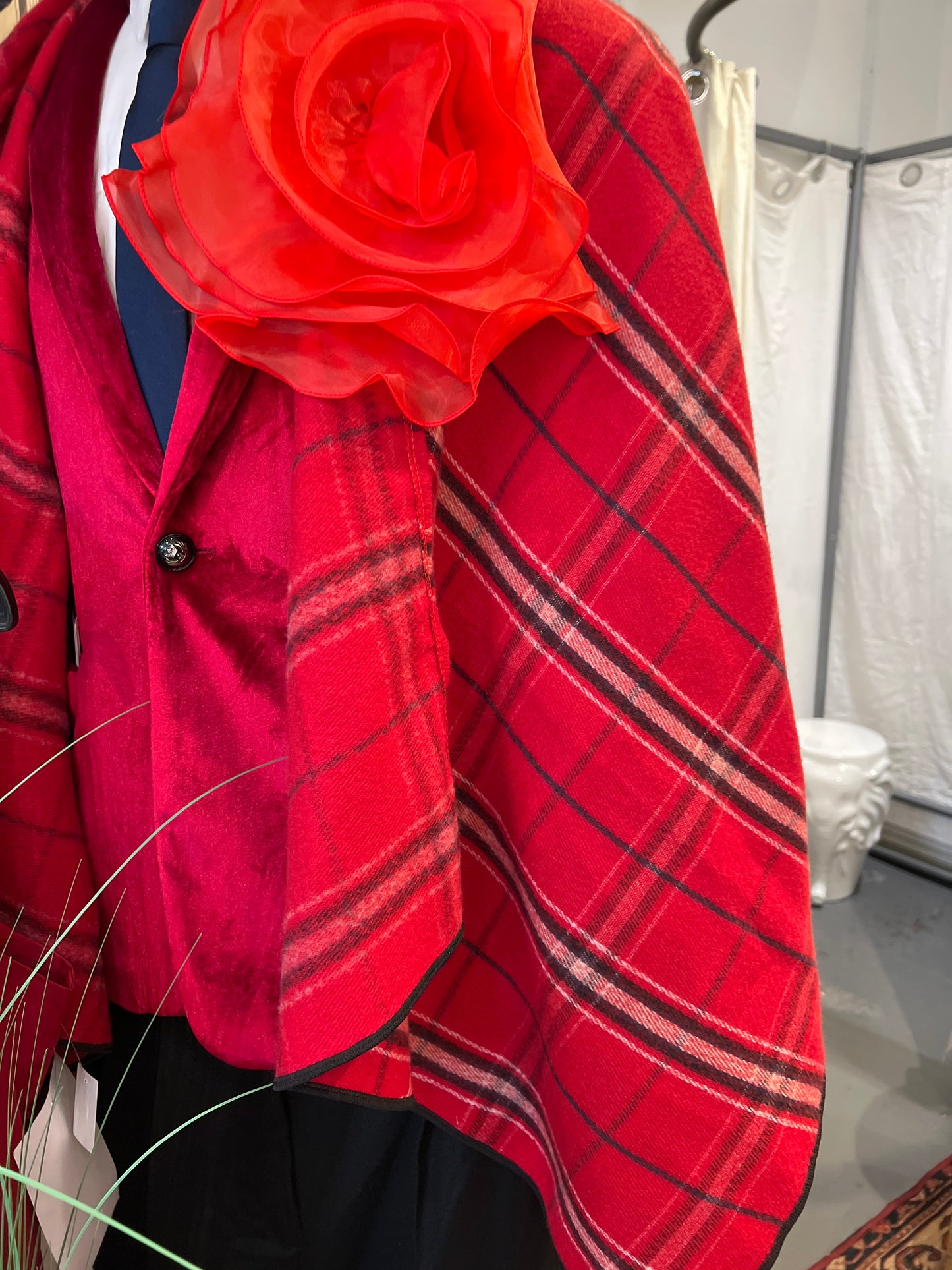 Plaid red cape