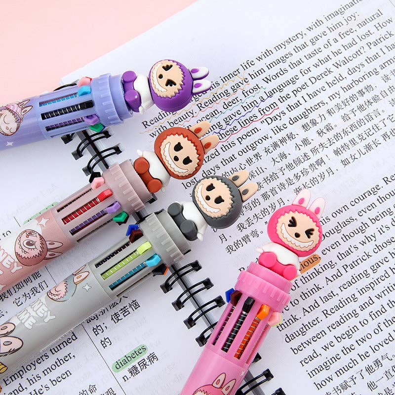 10multi-color Labubu ballpoint pen student pen