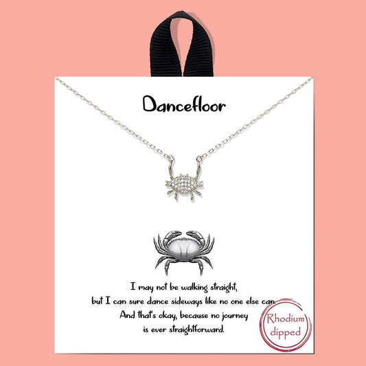 CZ Gold-Dipped Crab Charm Necklace