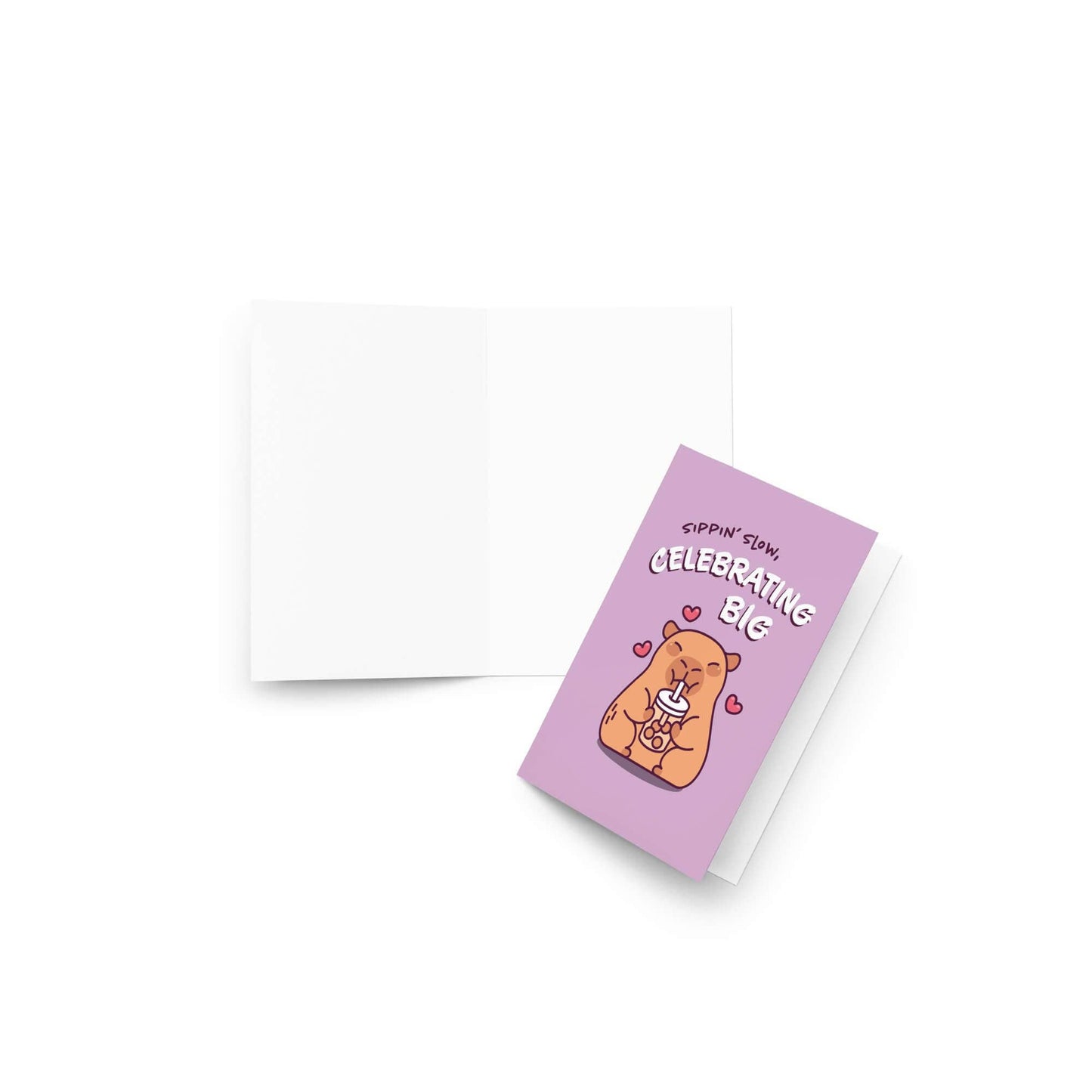 Celebrating Big Funny Birthday Card | Cute Capybara Milk Tea Boba