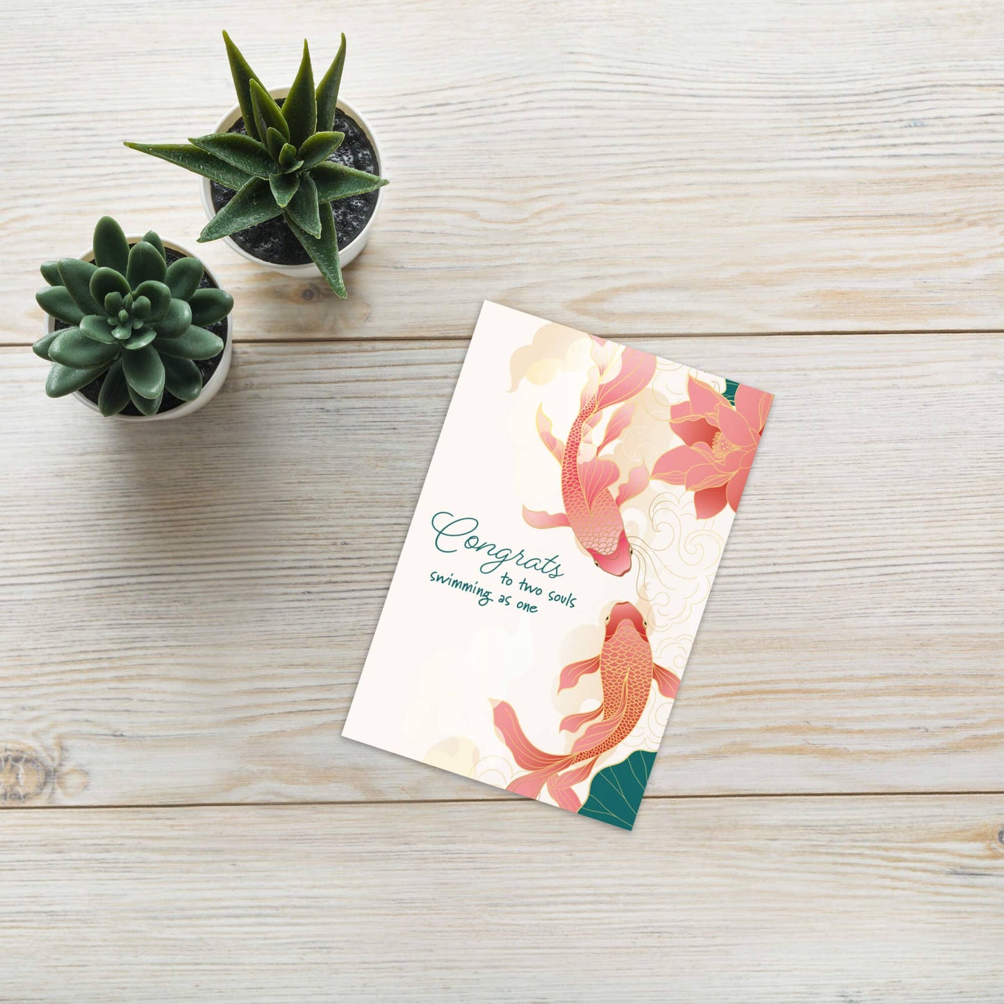 Koi Fish Asian Wedding Cards | Elegant Chinese Two Souls Swimming